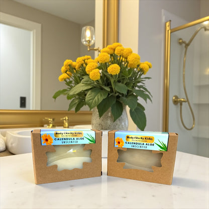 Calendula & Aloe Soap for Sensitive-Eczema-Prone Skin – Unscented, Soothing & Hydrating Bar | Artisan-Crafted