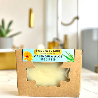 Calendula & Aloe Soap for Sensitive-Eczema-Prone Skin – Unscented, Soothing & Hydrating Bar | Artisan-Crafted